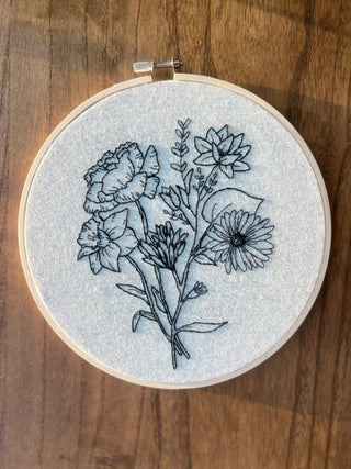 October Beginner's Embroidery: Botanical Line Drawing