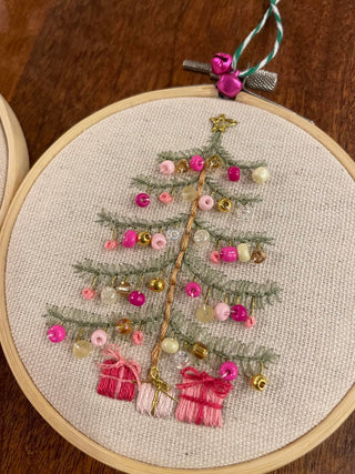 Festive Embroidered Christmas Tree Ornaments