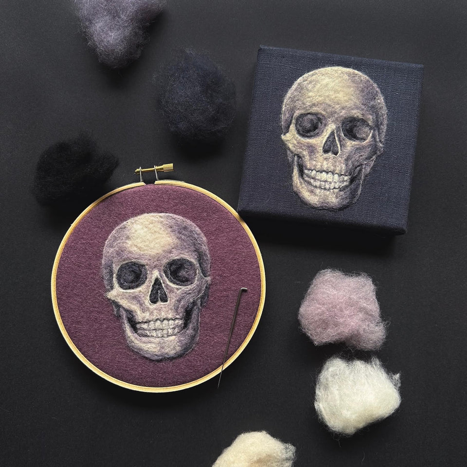 Needle Felted Skull Wool Painting with Dani Ives