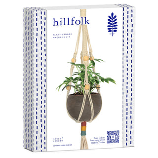 Hillfolk Macrame Plant Hanger Kit with Natural Cotton Cord and Wood Beads