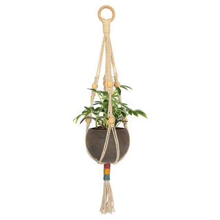 Hillfolk Macrame Plant Hanger Kit with Natural Cotton Cord and Wood Beads