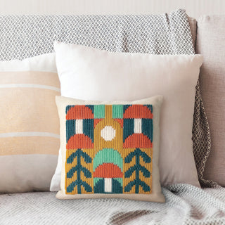 Hillfolk Bargello Mushroom Kit- Includes Printed 8" X 8" Bargello Canvas, Prefinished Pillow Case, Yarn, Needle, Fiber Fill And Instructions. Makes One 8" X 8" Pillow