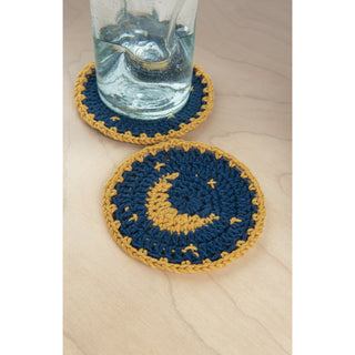 Hillfolk Complete Crochet Moon Coasters Kit with Hook, Yarn, and Instructions