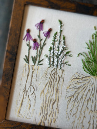 Prairie Florals: Embroidery and Block Printing Class