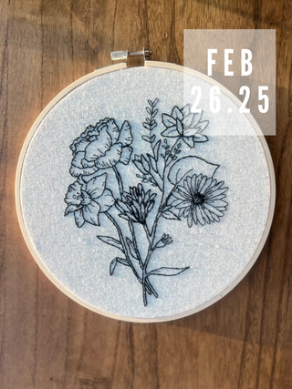 Afternoon February Beginner's Embroidery: Botanical Line Drawing