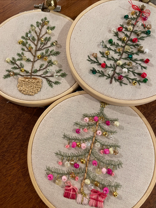 Festive Embroidered Christmas Tree Ornaments