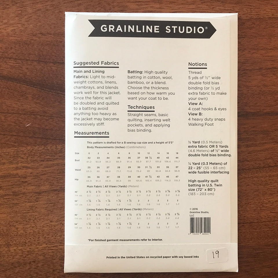 Grainline studio tamarack jacket