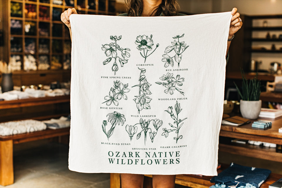 Ozark Native Wildflowers Tea towel