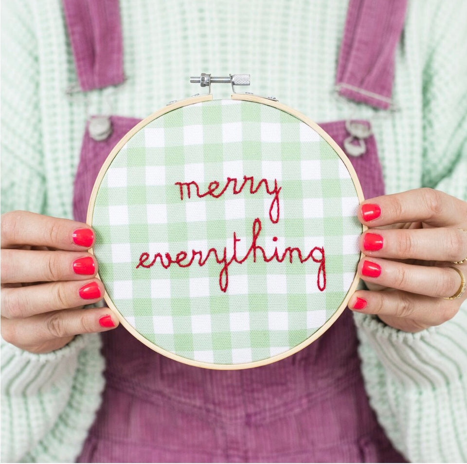 Merry Everything Gingham Embroidery Kit